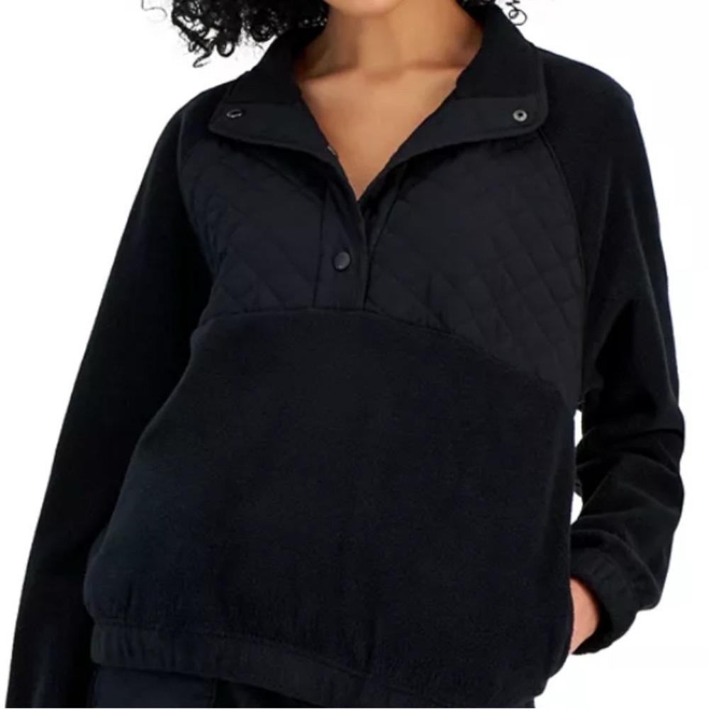 NWT Hippie Rose Quilted Pullover Small Black